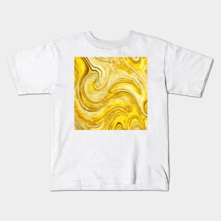 YELLOW LIQUID MARBLE DESIGN Kids T-Shirt